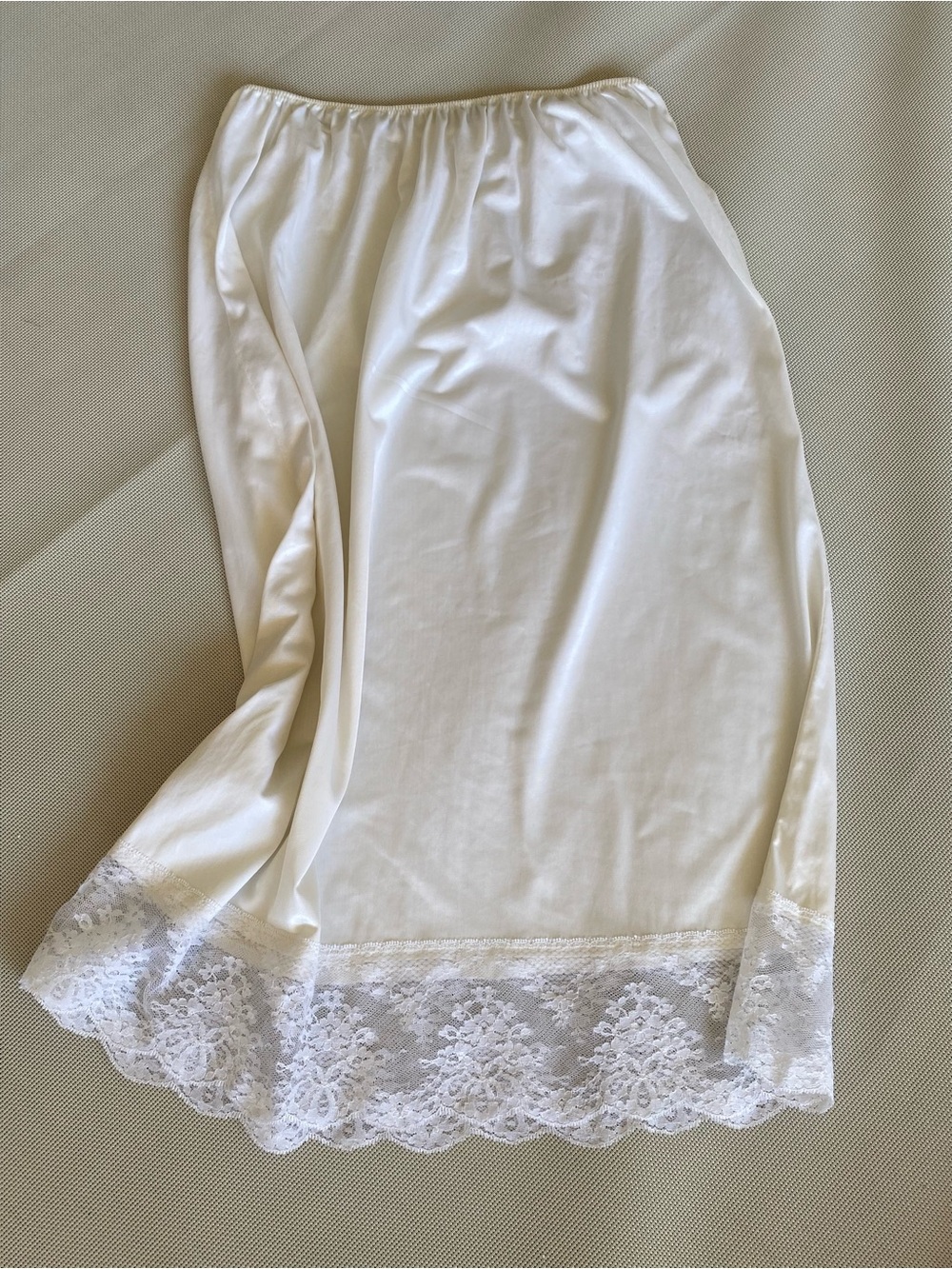 Vintage White Lace Trim Half Slip - Women's Intimates